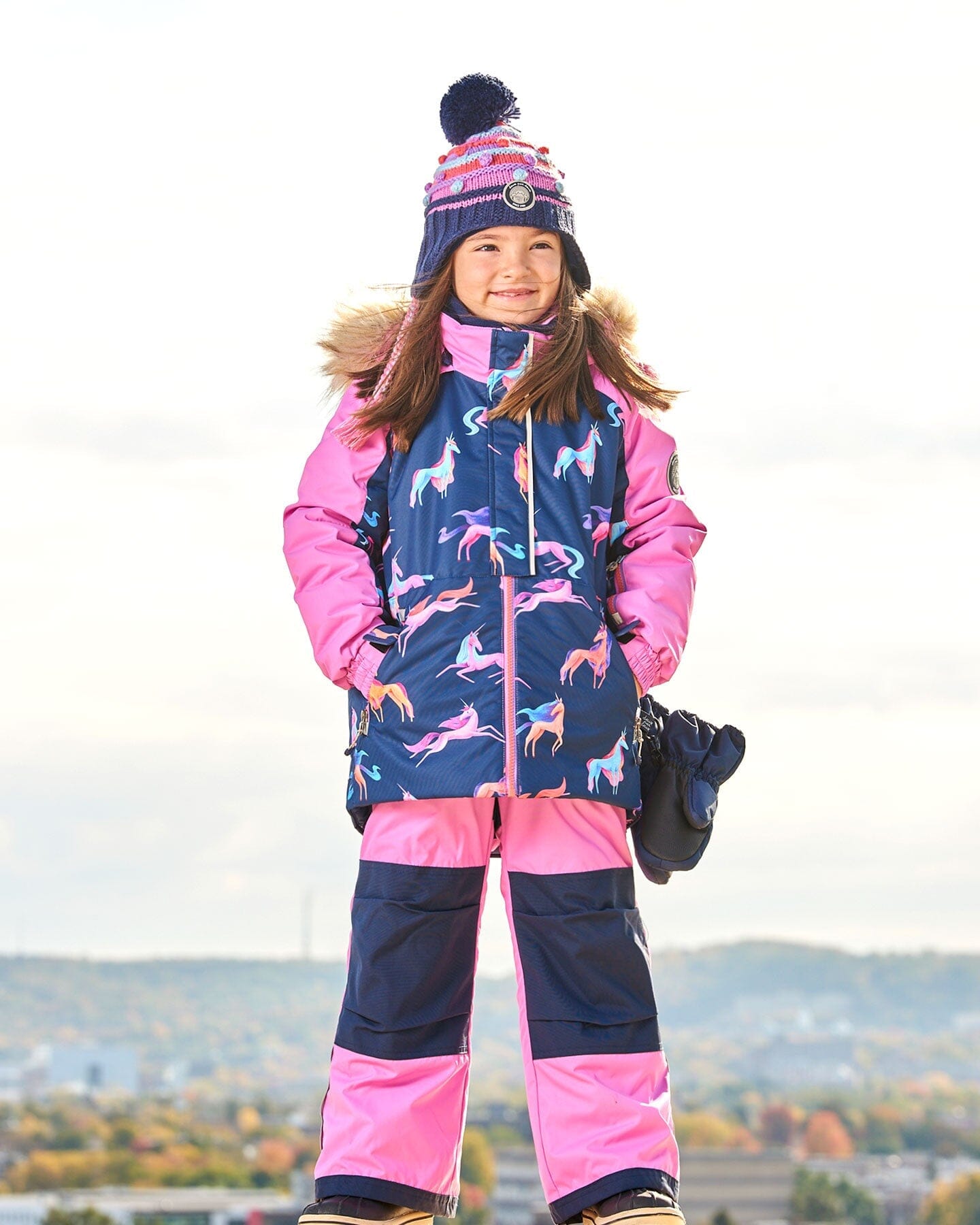 Two Piece Snowsuit Mauve Printed Unicorns by Deux par Deux