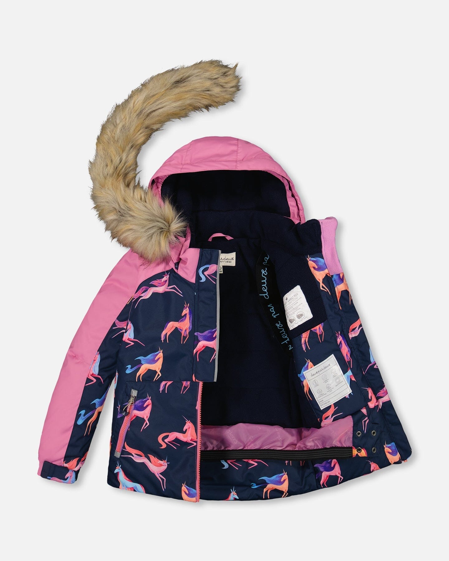 Two Piece Snowsuit Mauve Printed Unicorns by Deux par Deux