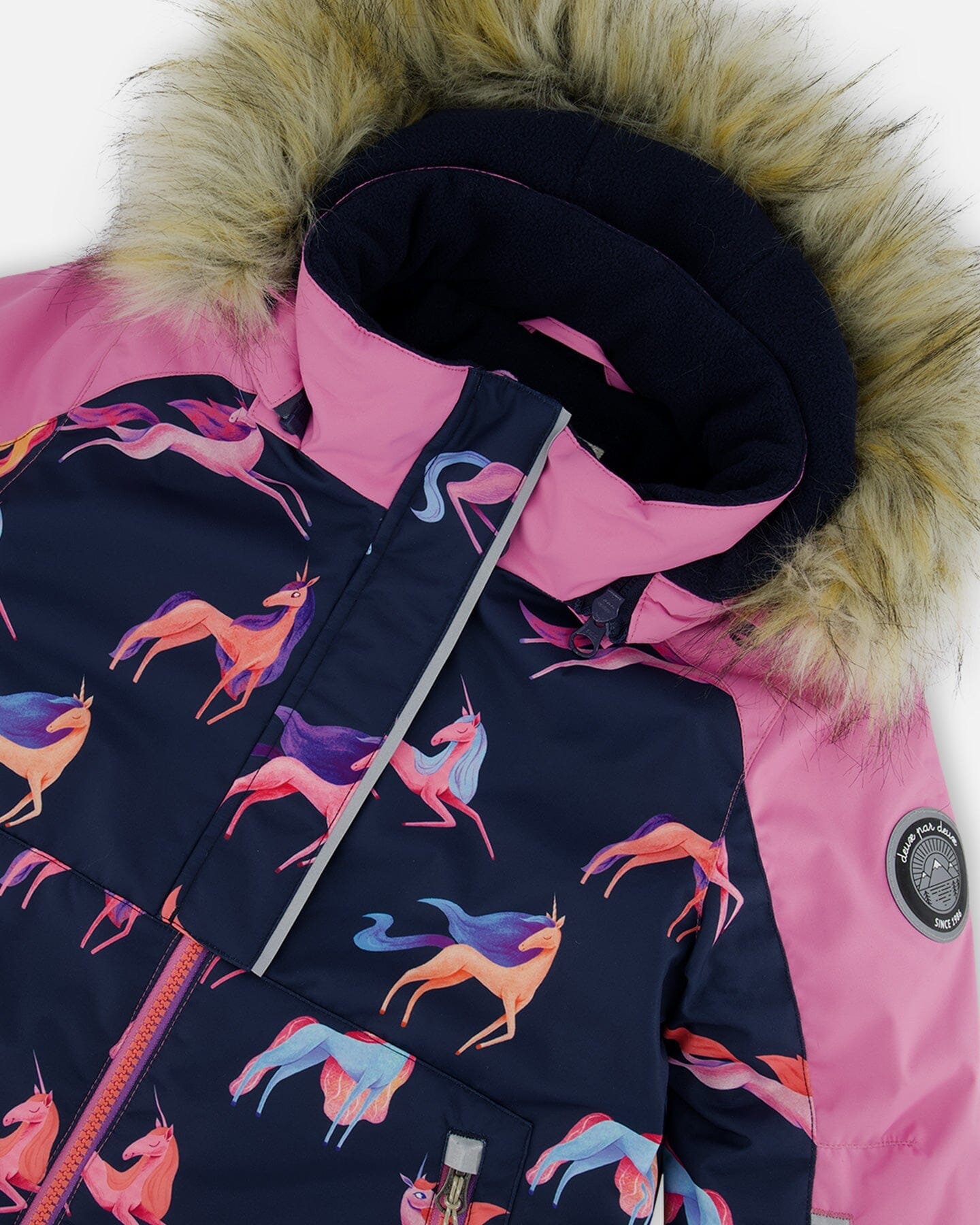 Two Piece Snowsuit Mauve Printed Unicorns by Deux par Deux