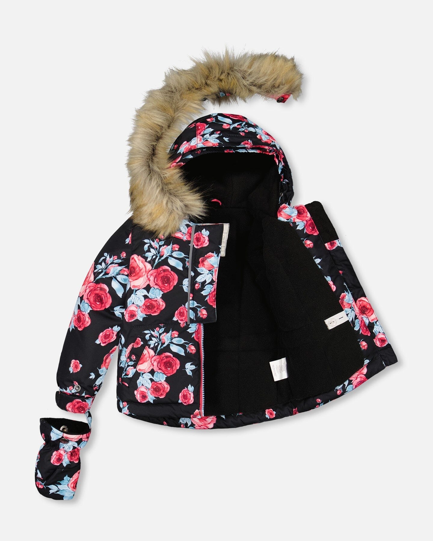 Two Piece Baby Snowsuit Air Blue Printed Roses by Deux par Deux