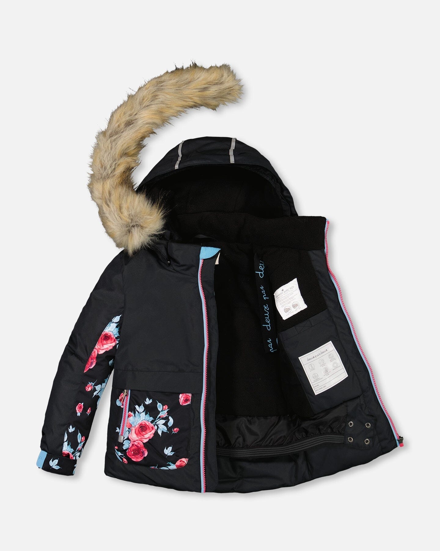 Two Piece Snowsuit Black Printed Roses by Deux par Deux