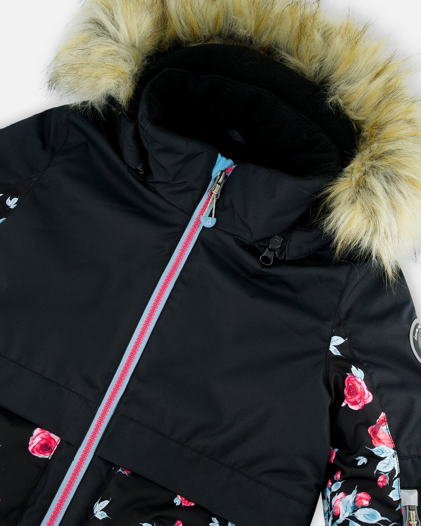 Two Piece Snowsuit Black Printed Roses by Deux par Deux