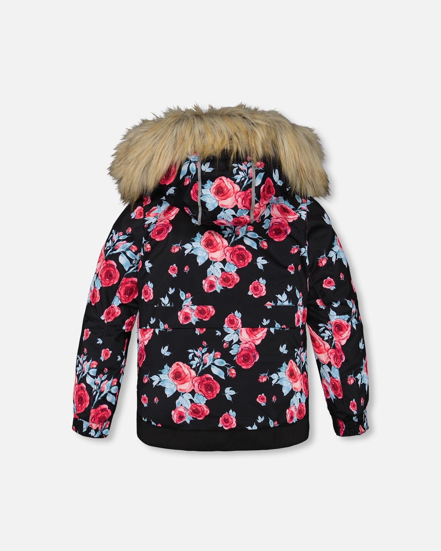 Two Piece Snowsuit Black Printed Rose With Fuschia Pink by Deux par Deux