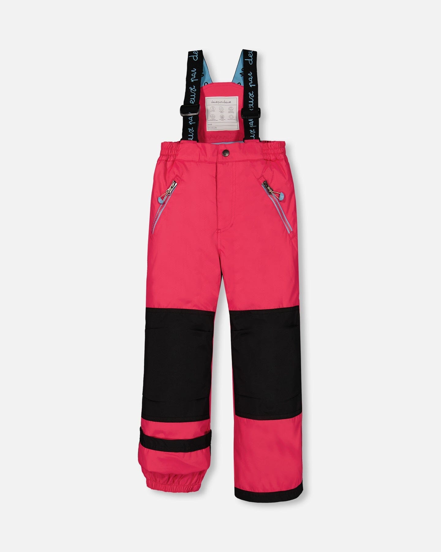 Two Piece Snowsuit Black Printed Rose With Fuschia Pink by Deux par Deux