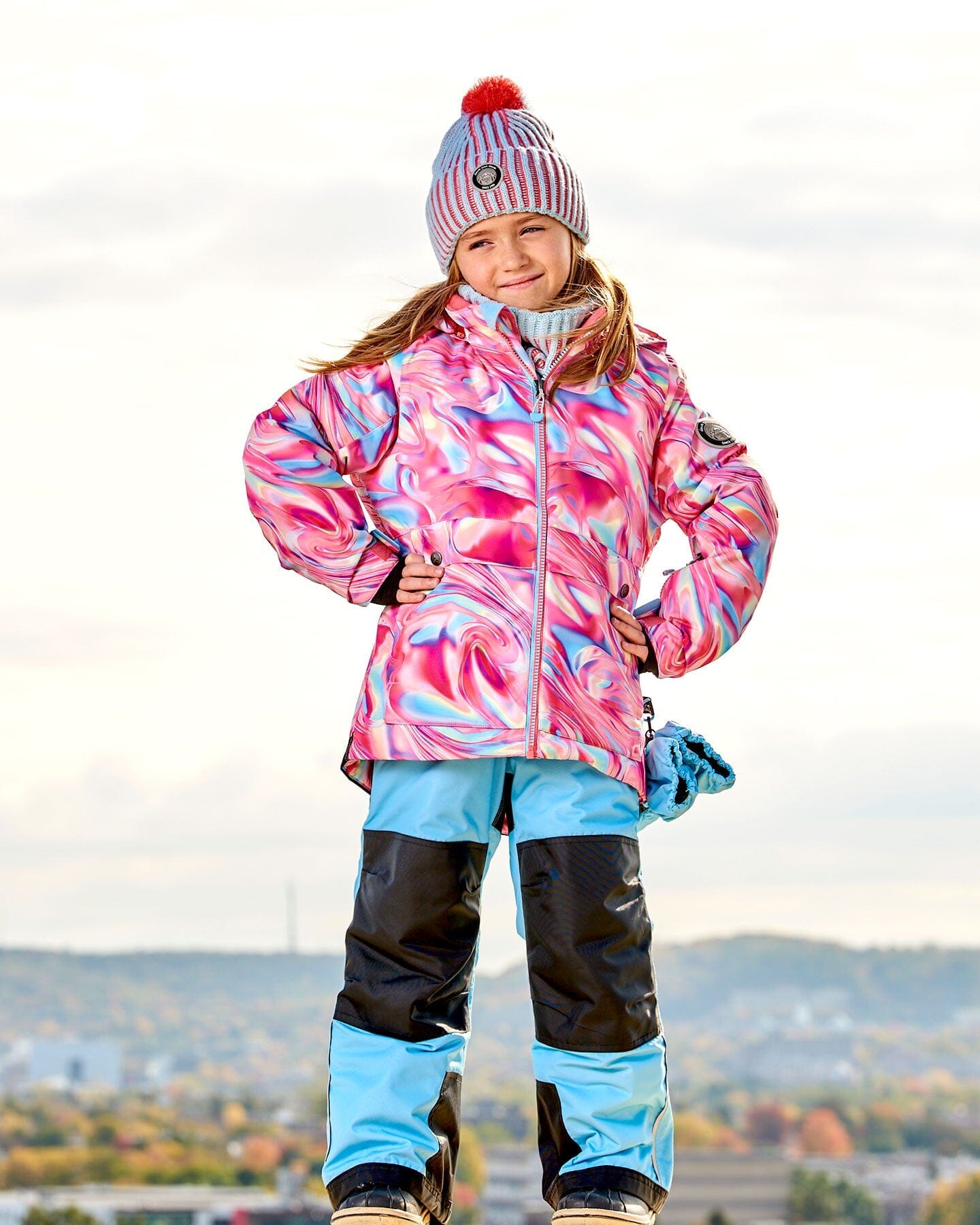 Two Piece Snowsuit Air Blue Printed Marble by Deux par Deux