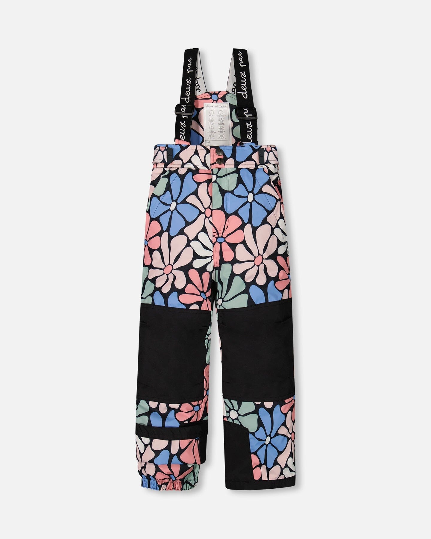 Two Piece Snowsuit Black Printed Retro Flowers by Deux par Deux