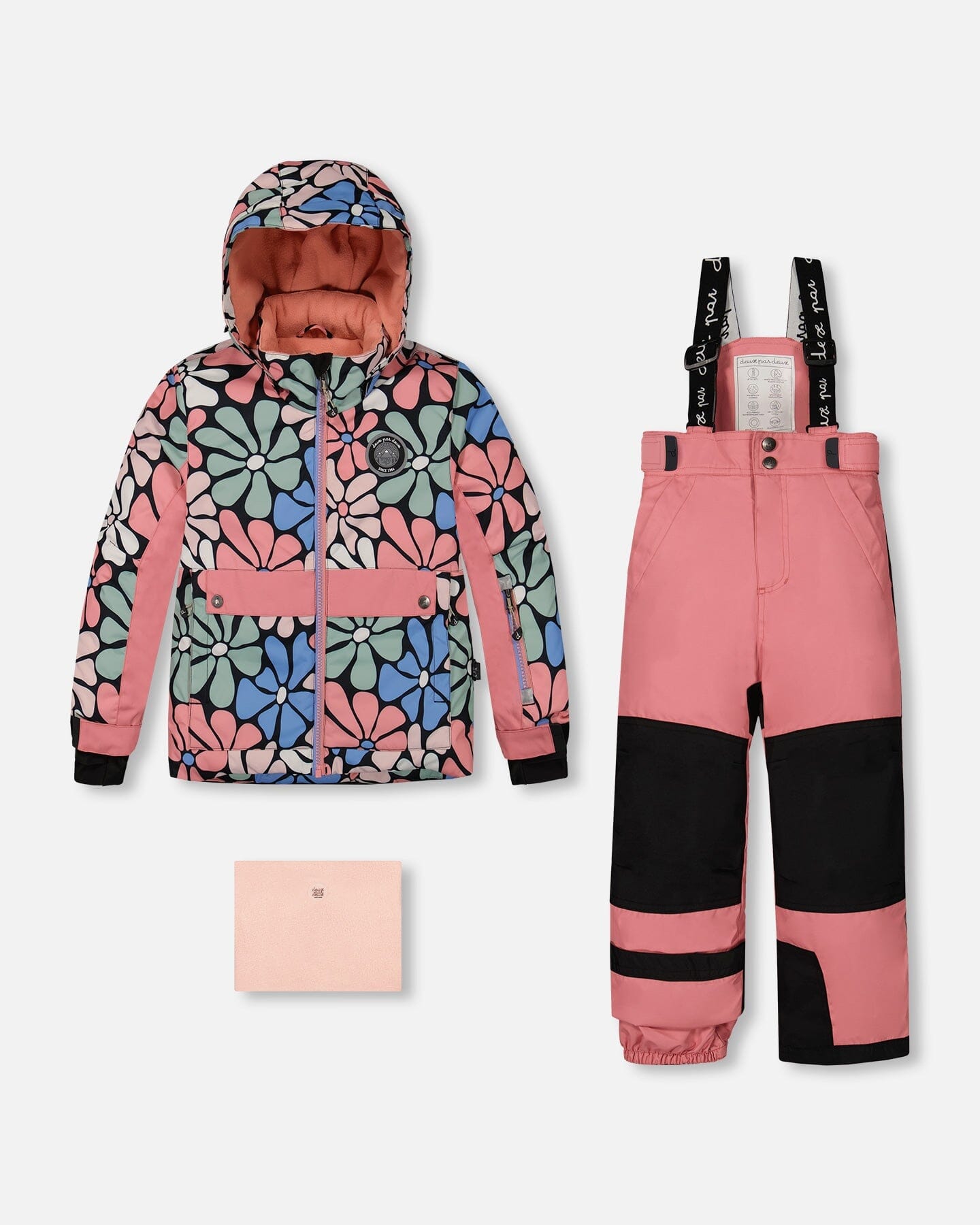 Two Piece Snowsuit Printed Retro Flowers With Pink by Deux par Deux