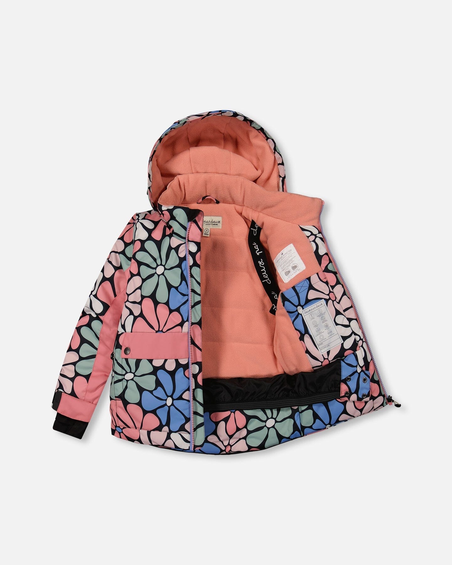 Two Piece Snowsuit Printed Retro Flowers With Pink by Deux par Deux