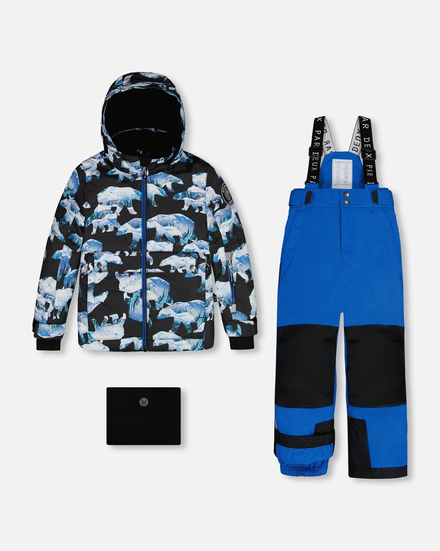 Two Piece Snowsuit Printed Bears And Royal Blue by Deux par Deux