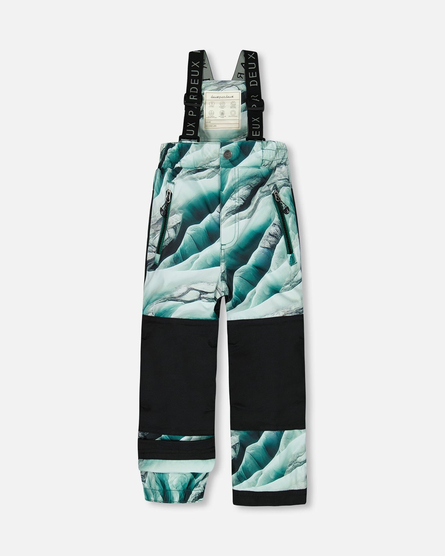 Two Piece Snowsuit Forest Green Printed Glaciers by Deux par Deux