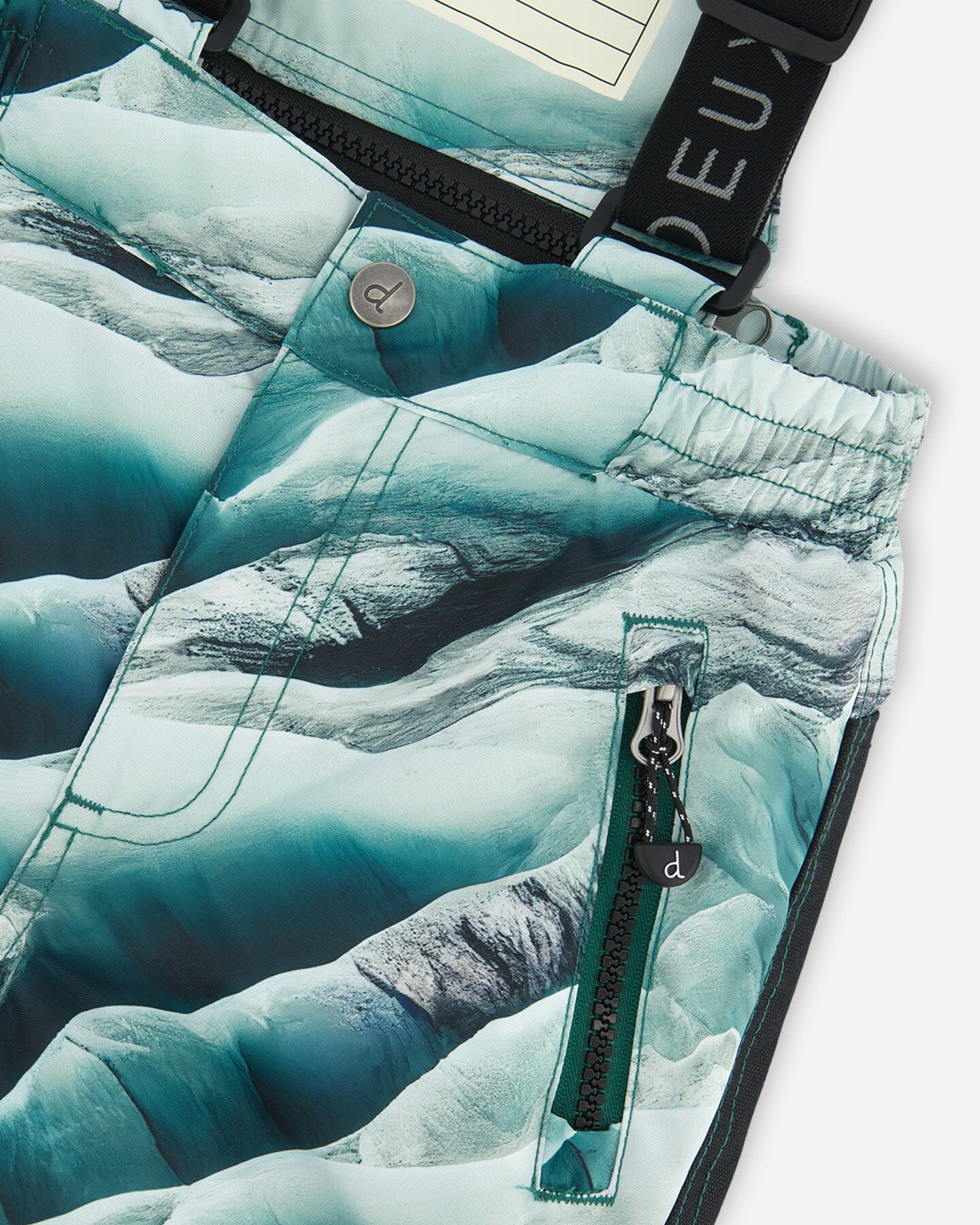 Two Piece Snowsuit Forest Green Printed Glaciers by Deux par Deux