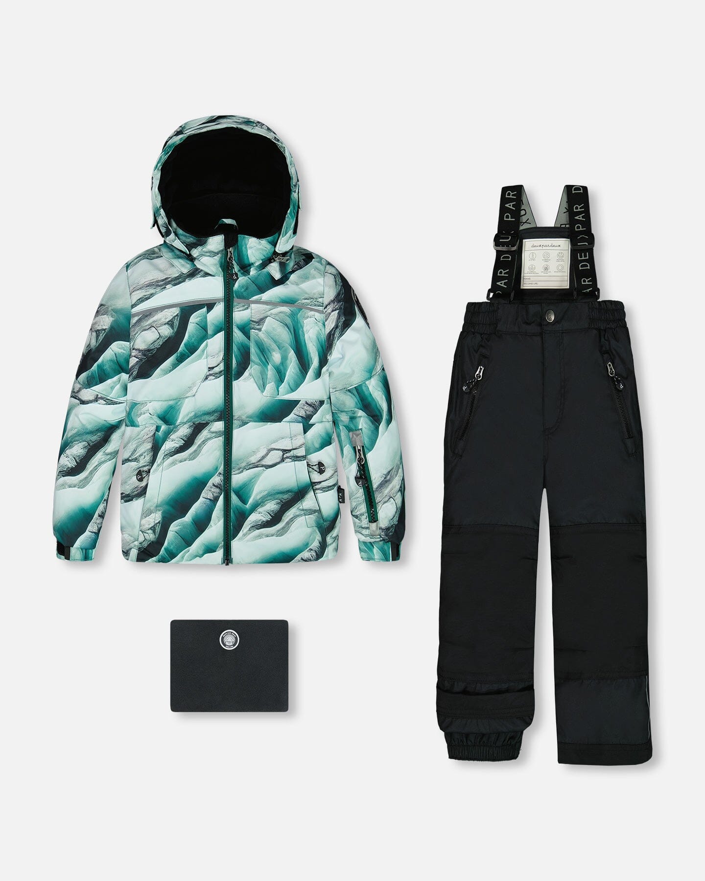 Two Piece Snowsuit Printed Glaciers And Black by Deux par Deux