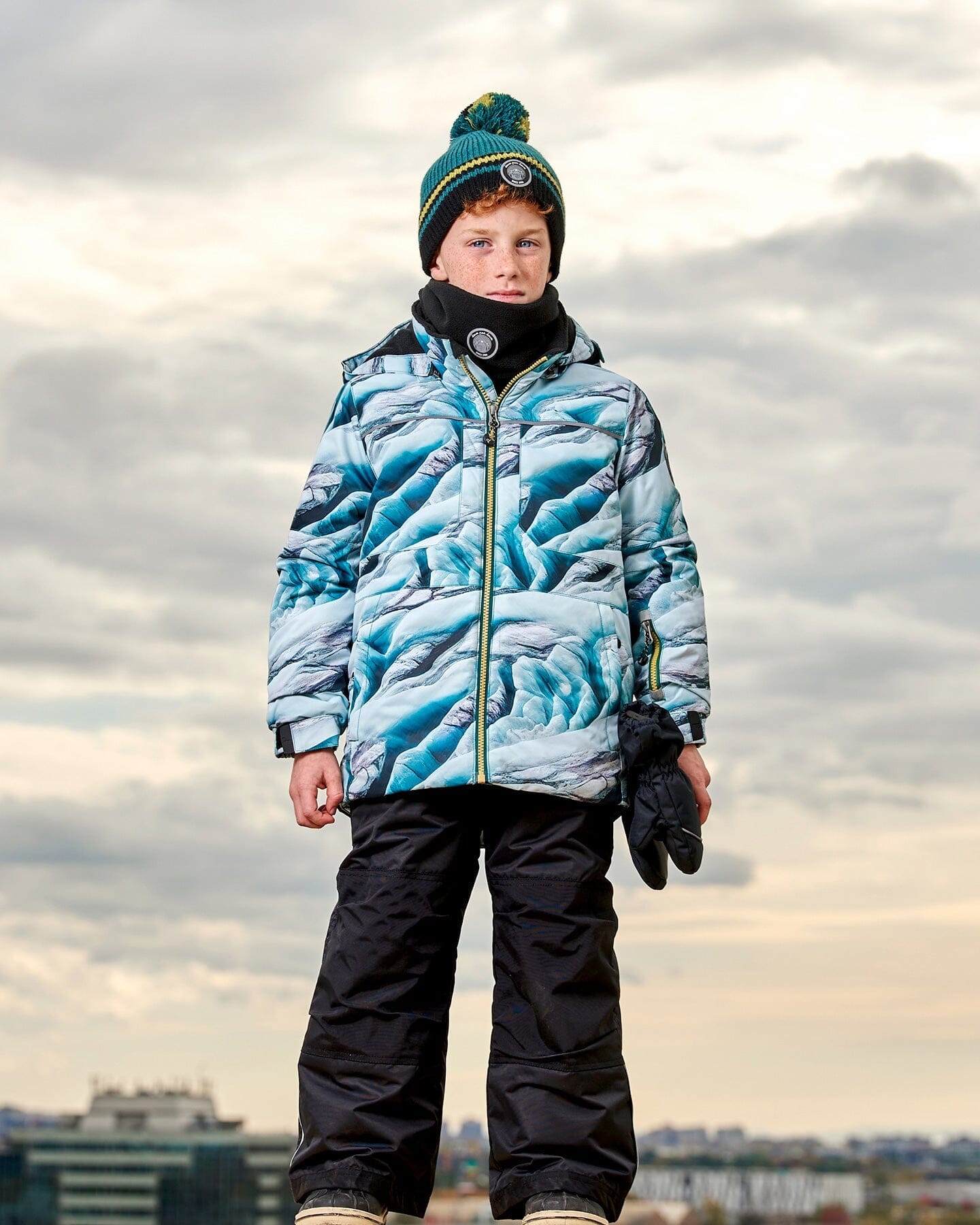 Two Piece Snowsuit Printed Glaciers And Black by Deux par Deux