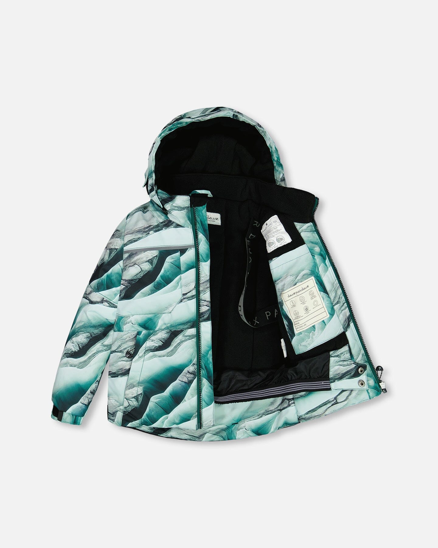 Two Piece Snowsuit Printed Glaciers And Black by Deux par Deux