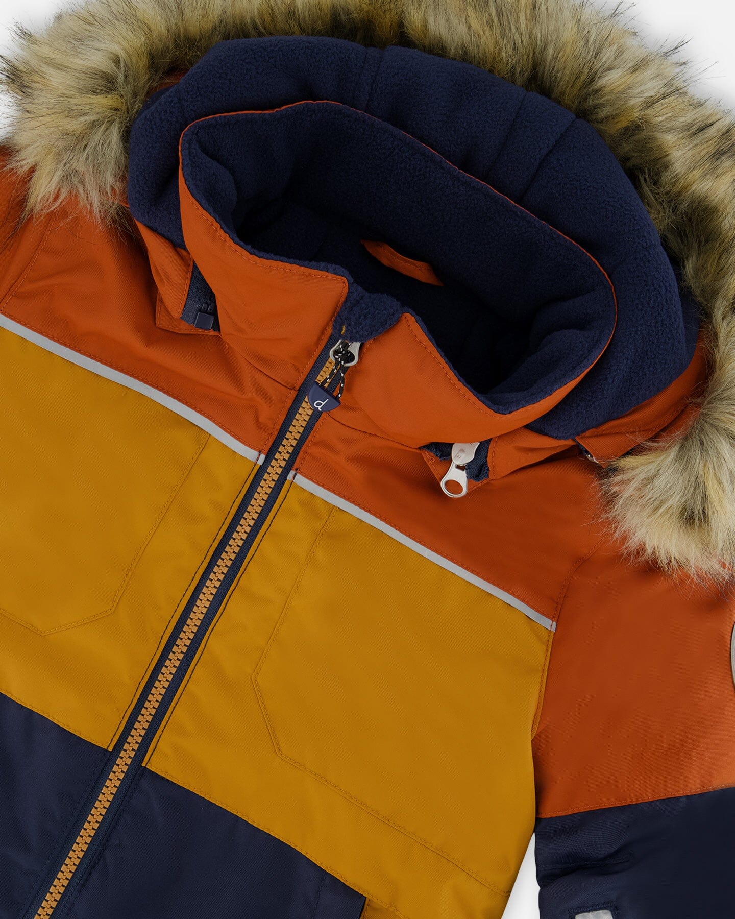 Two Piece Snowsuit Colorblock Burnt Orange, Brown And Navy by Deux par Deux