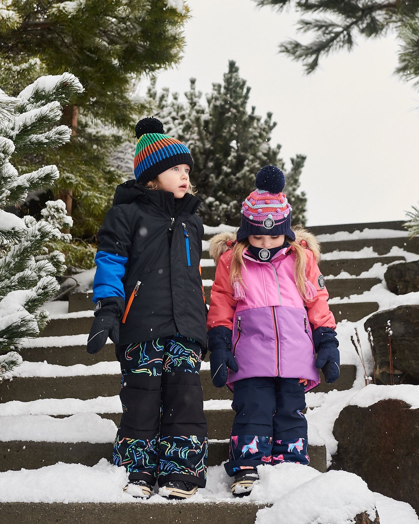 Two Piece Snowsuit Black Printed Dinos by Deux par Deux