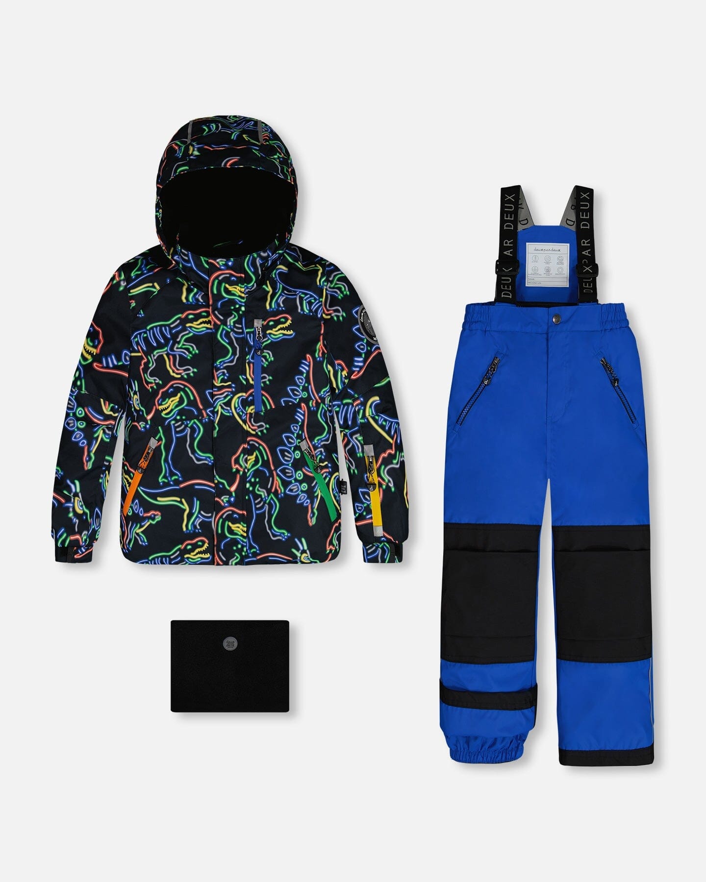 Two Piece Snowsuit Royal Blue Printed Dinos by Deux par Deux