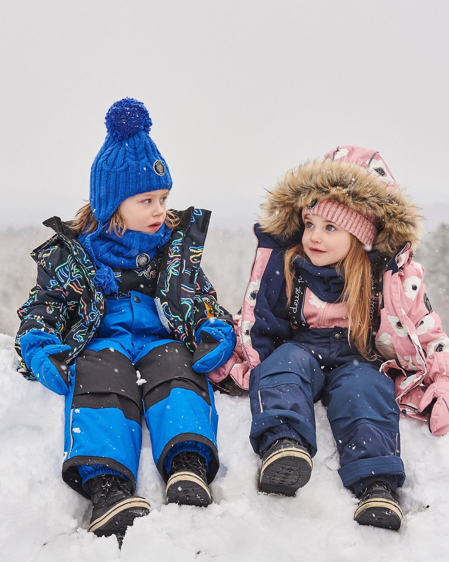 Two Piece Snowsuit Royal Blue Printed Dinos by Deux par Deux