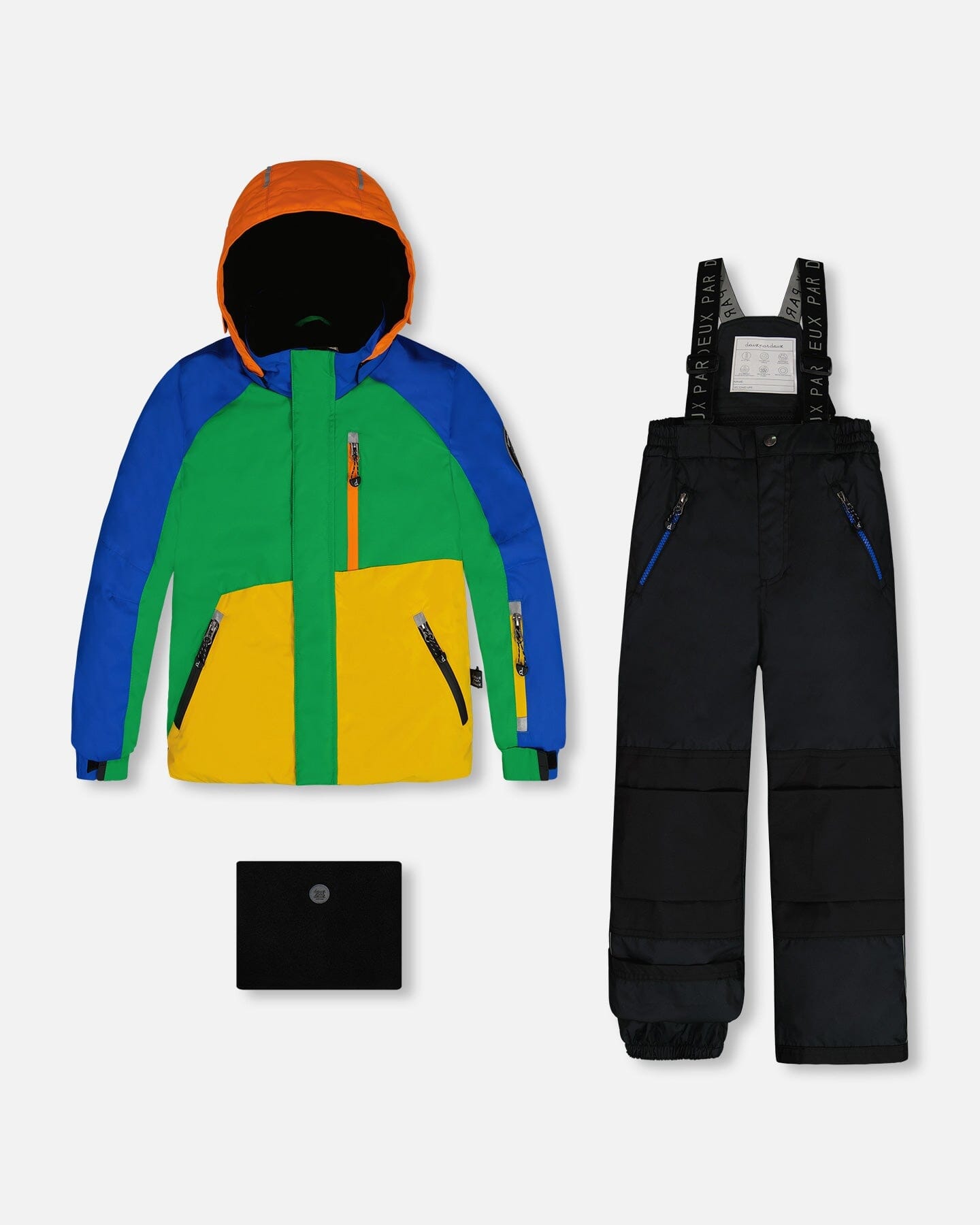 Two Piece Snowsuit Colorblock Royal Blue, Green, Yellow And Orange by Deux par Deux