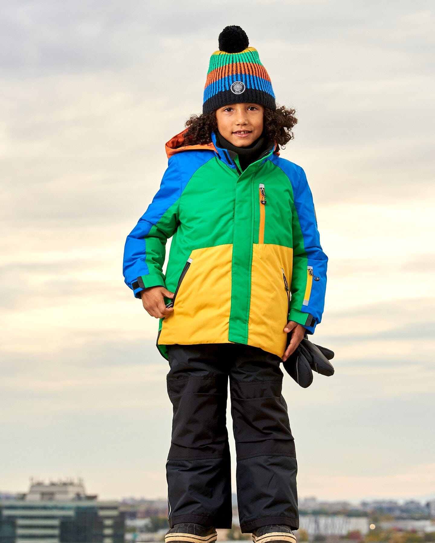 Two Piece Snowsuit Colorblock Royal Blue, Green, Yellow And Orange by Deux par Deux