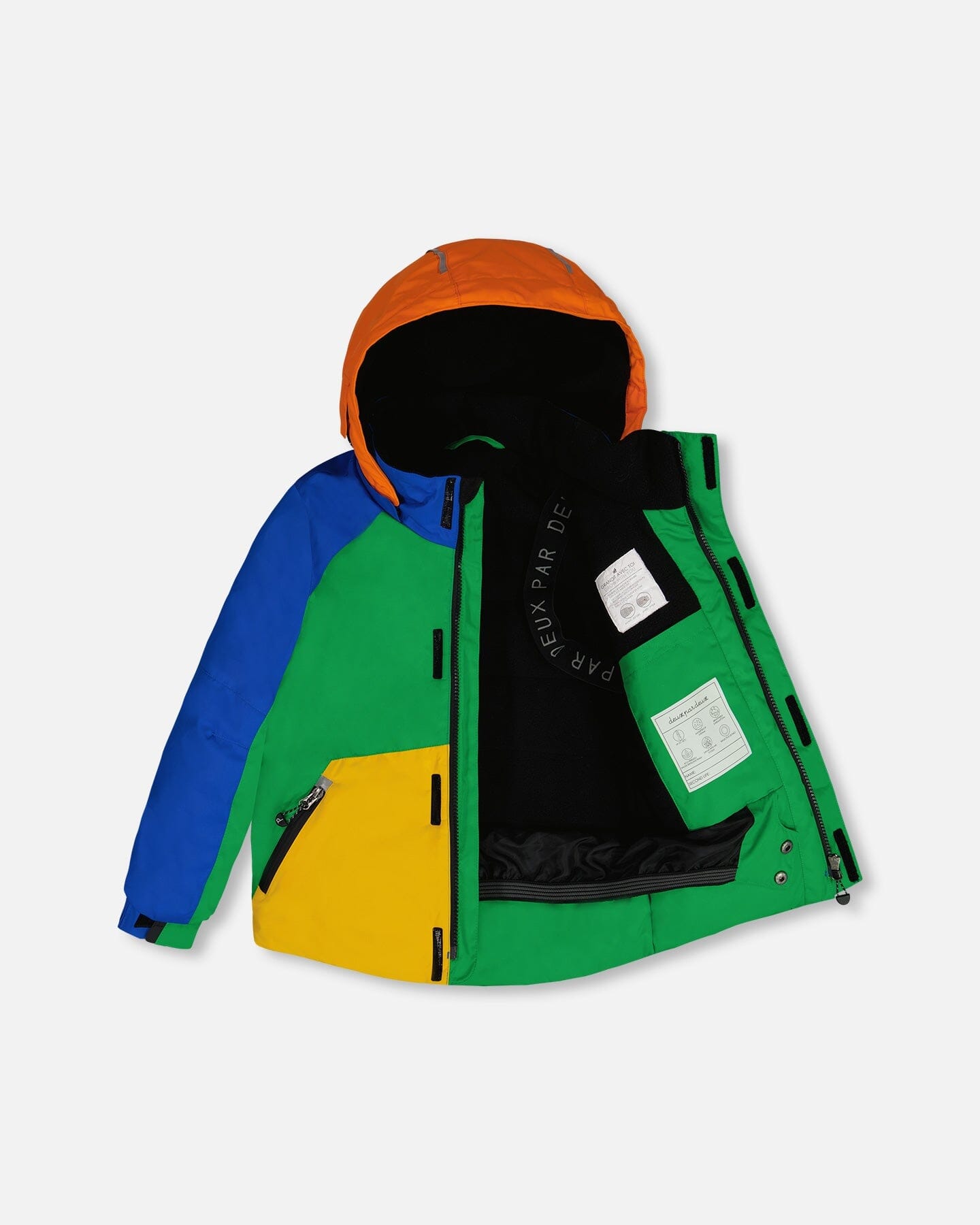 Two Piece Snowsuit Colorblock Royal Blue, Green, Yellow And Orange by Deux par Deux