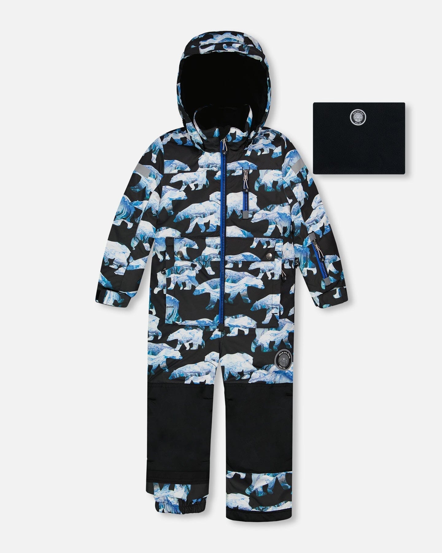 One Piece Snowsuit Black Printed Polar Bears by Deux par Deux