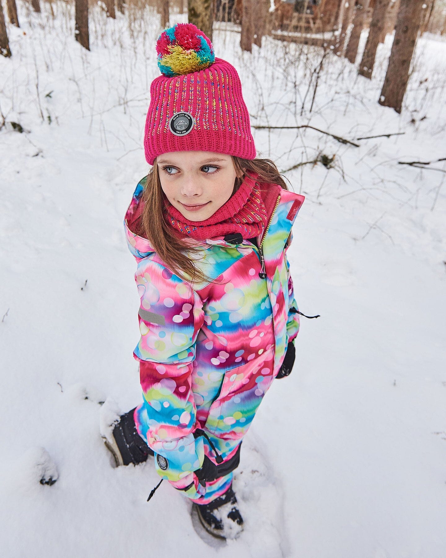 One Piece Snowsuit Printed Multicolor Bubbles by Deux par Deux