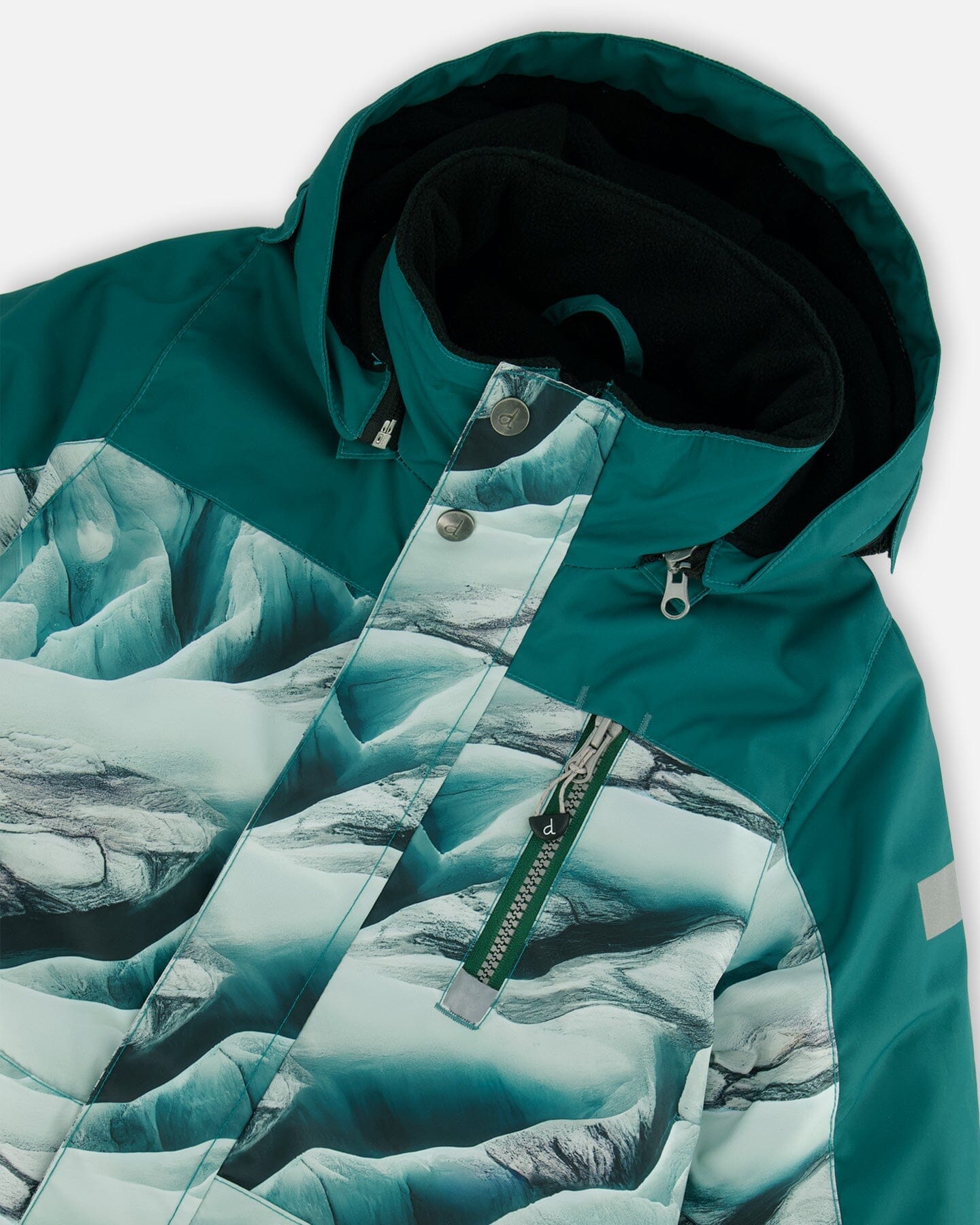 One Piece Snowsuit Forest Green Printed Glaciers by Deux par Deux