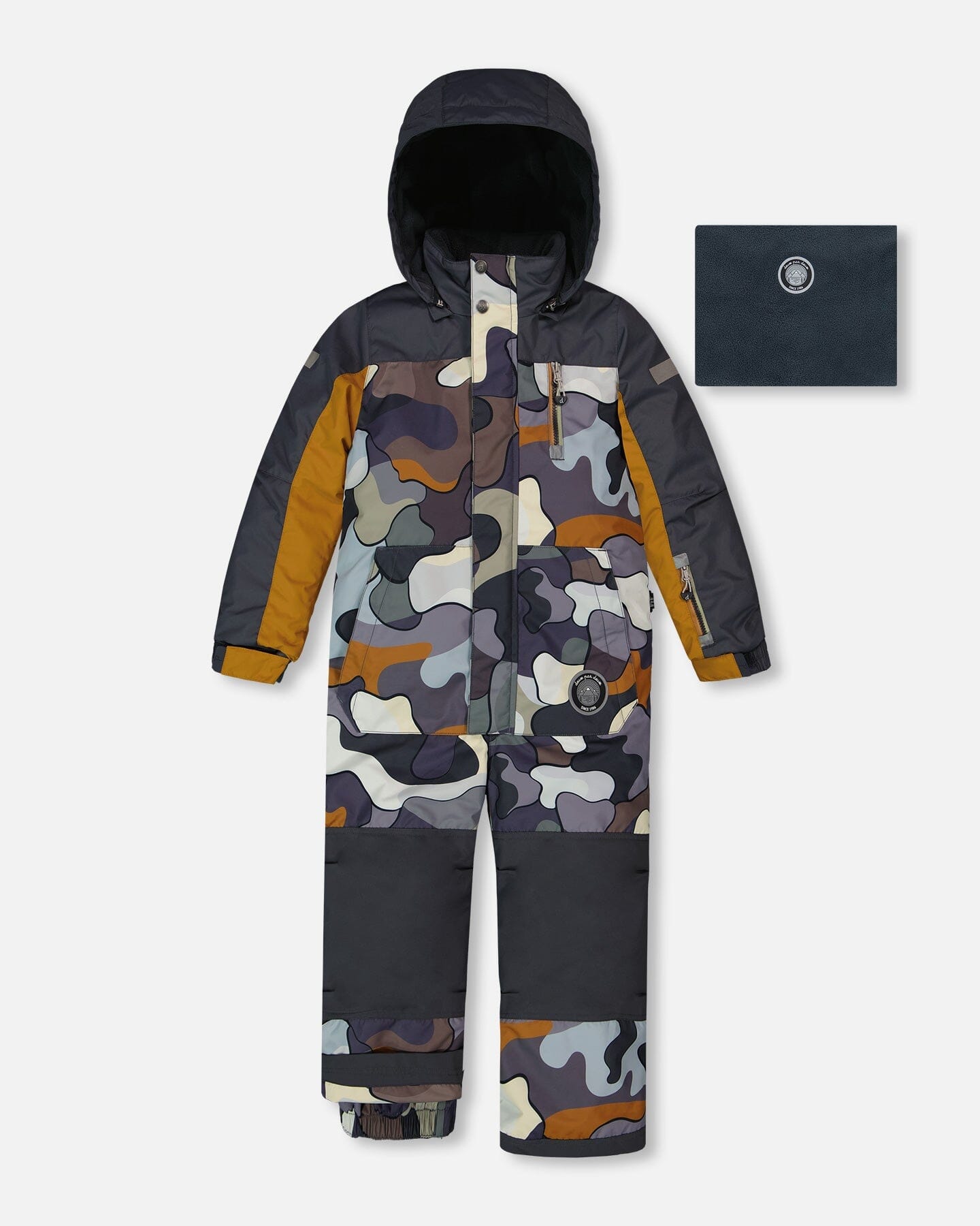 One Piece Snowsuit Dark Gray Printed Camo by Deux par Deux