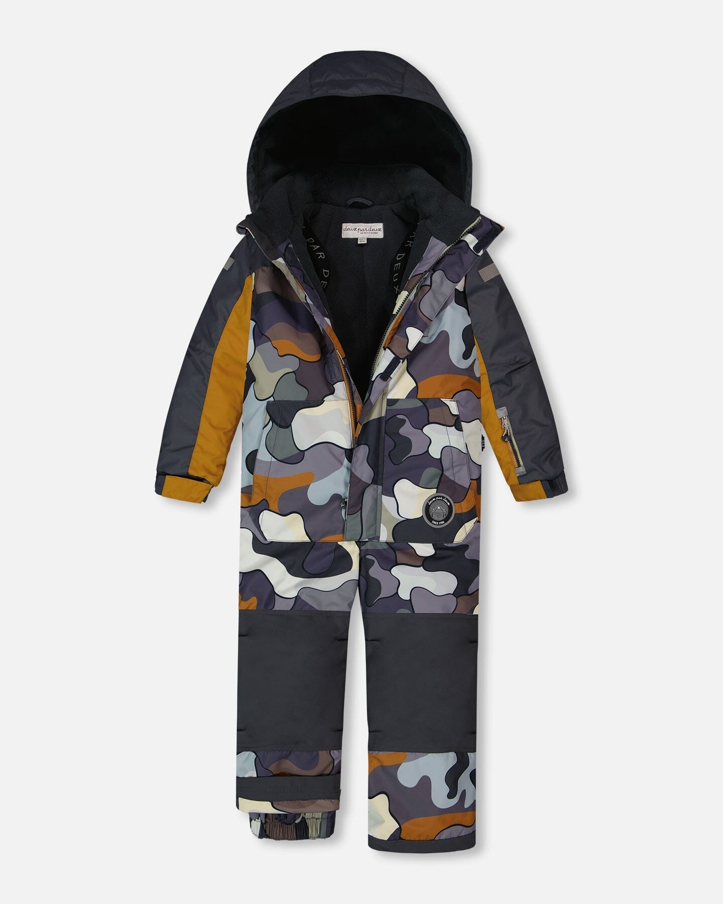 One Piece Snowsuit Dark Gray Printed Camo by Deux par Deux