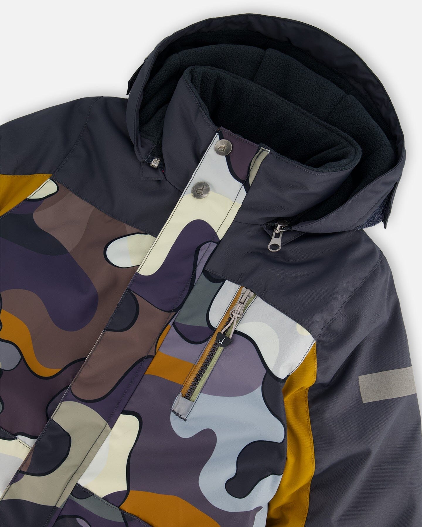 One Piece Snowsuit Dark Gray Printed Camo by Deux par Deux