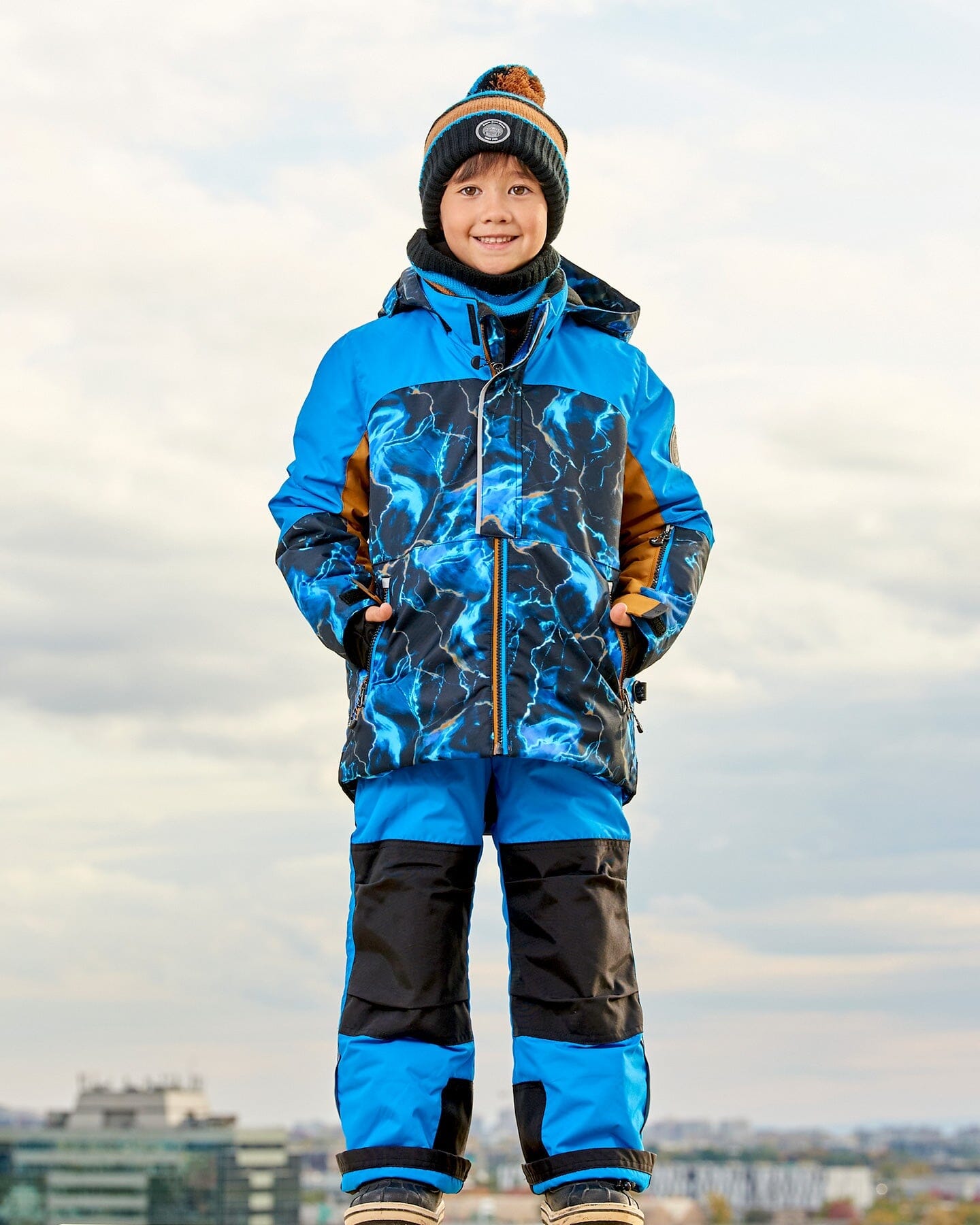 Two Piece Snowsuit Royal Blue Printed Storm by Deux par Deux