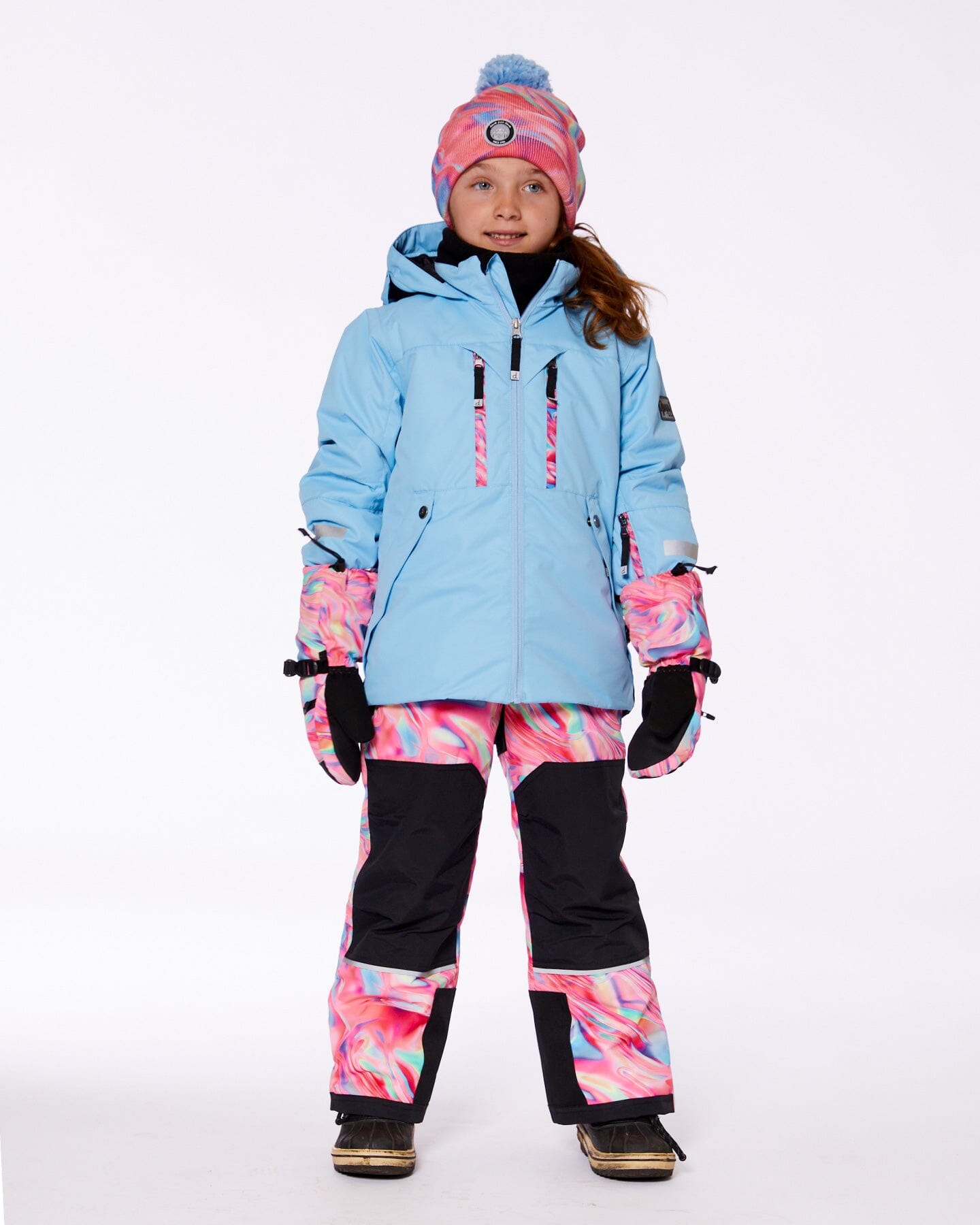 Two Piece Snowsuit Air Blue Printed Marble by Deux par Deux