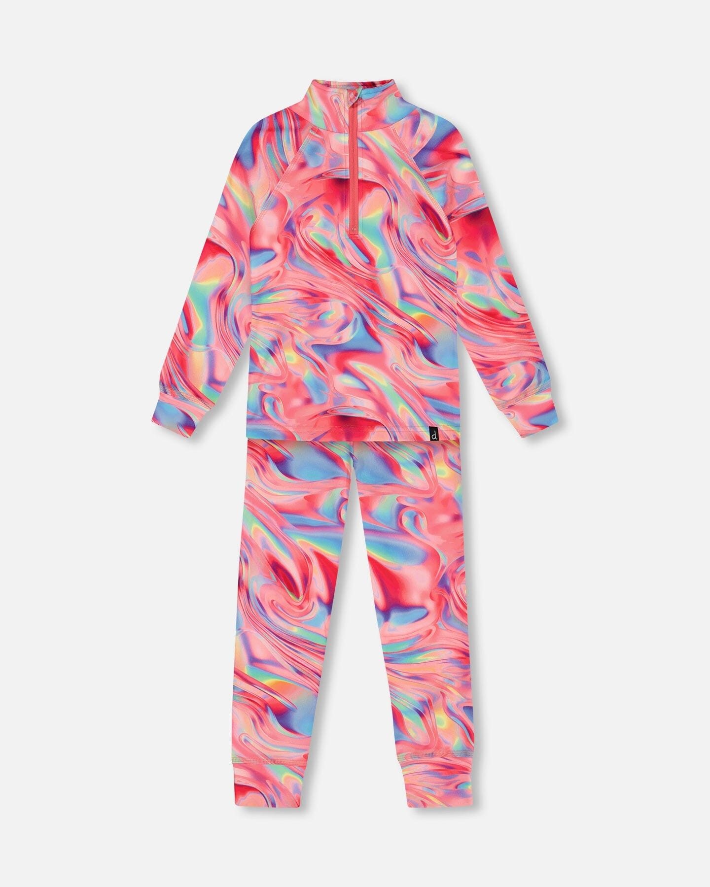 Two Piece Thermal Underwear Set Printed Marble by Deux par Deux