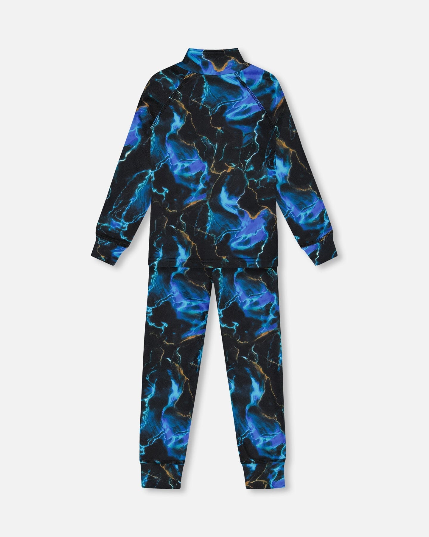 Two Piece Thermal Underwear Set Black Printed Storm by Deux par Deux