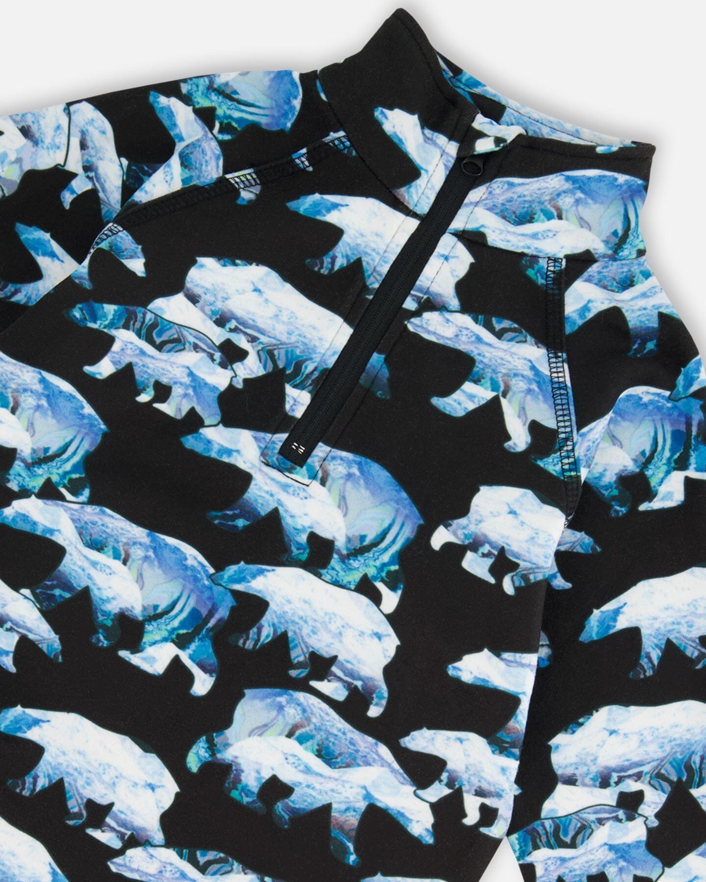 Two Piece Thermal Underwear Set Black Printed Polar Bears by Deux par Deux