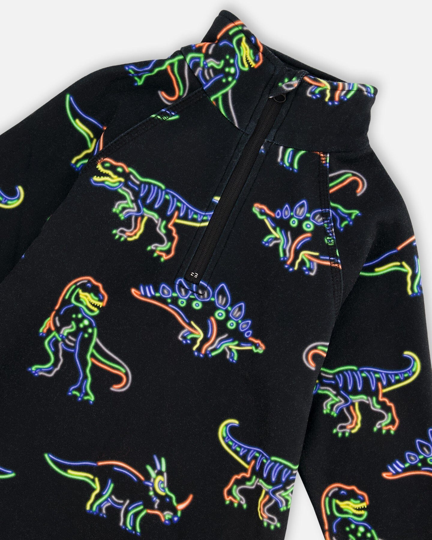 Two Piece Thermal Underwear Set Black Printed Neon Dino by Deux par Deux