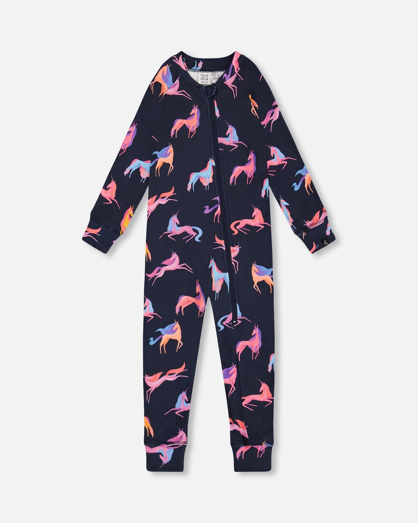 One Piece Thermal Underwear Navy Printed Unicorn by Deux par Deux