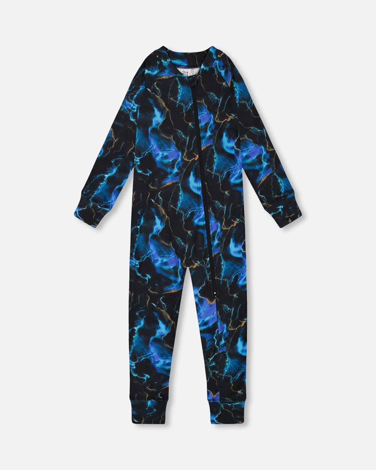 One Piece Thermal Underwear Black Printed Storm by Deux par Deux