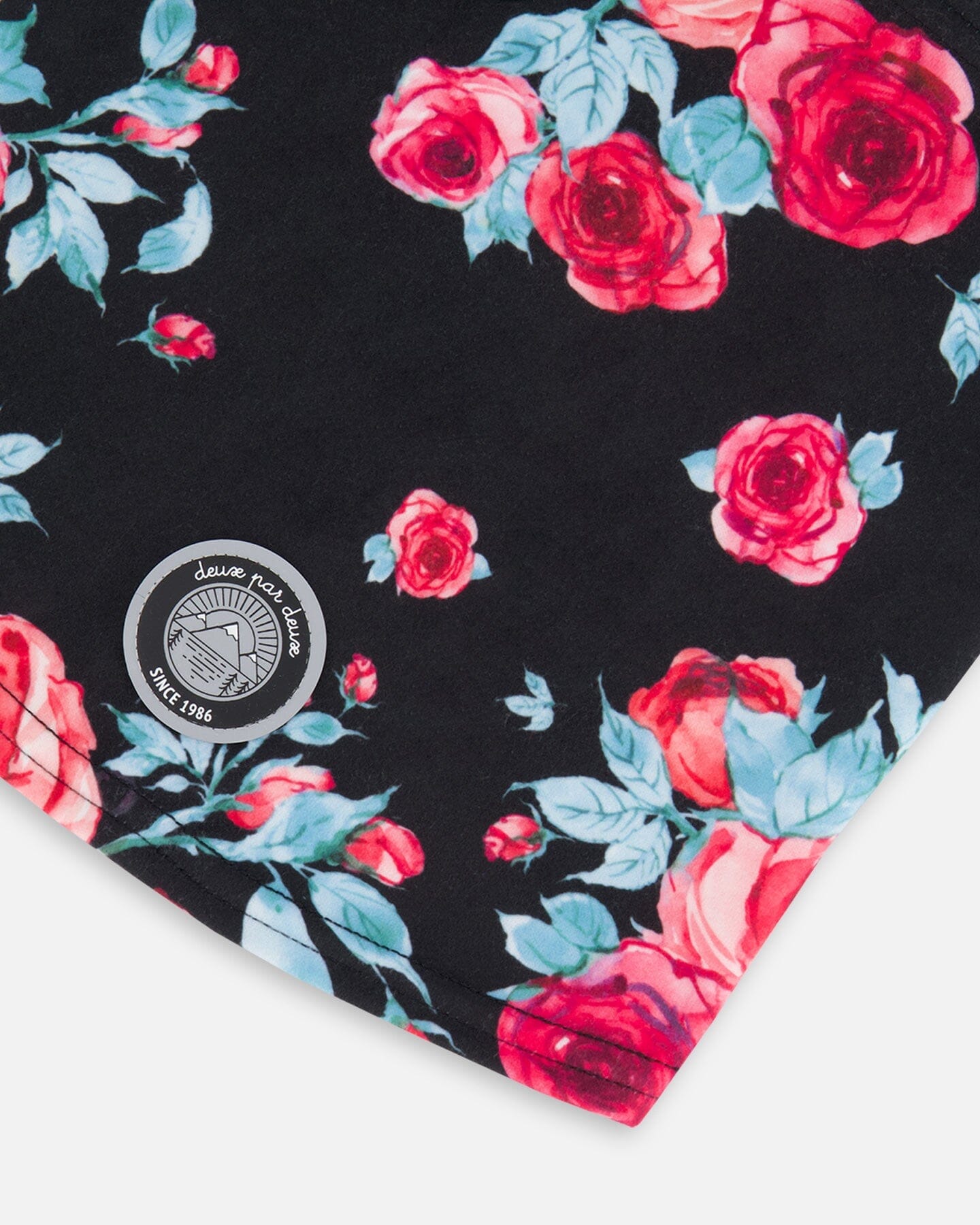 Jersey Balaclava Black Printed Roses by Deux par Deux