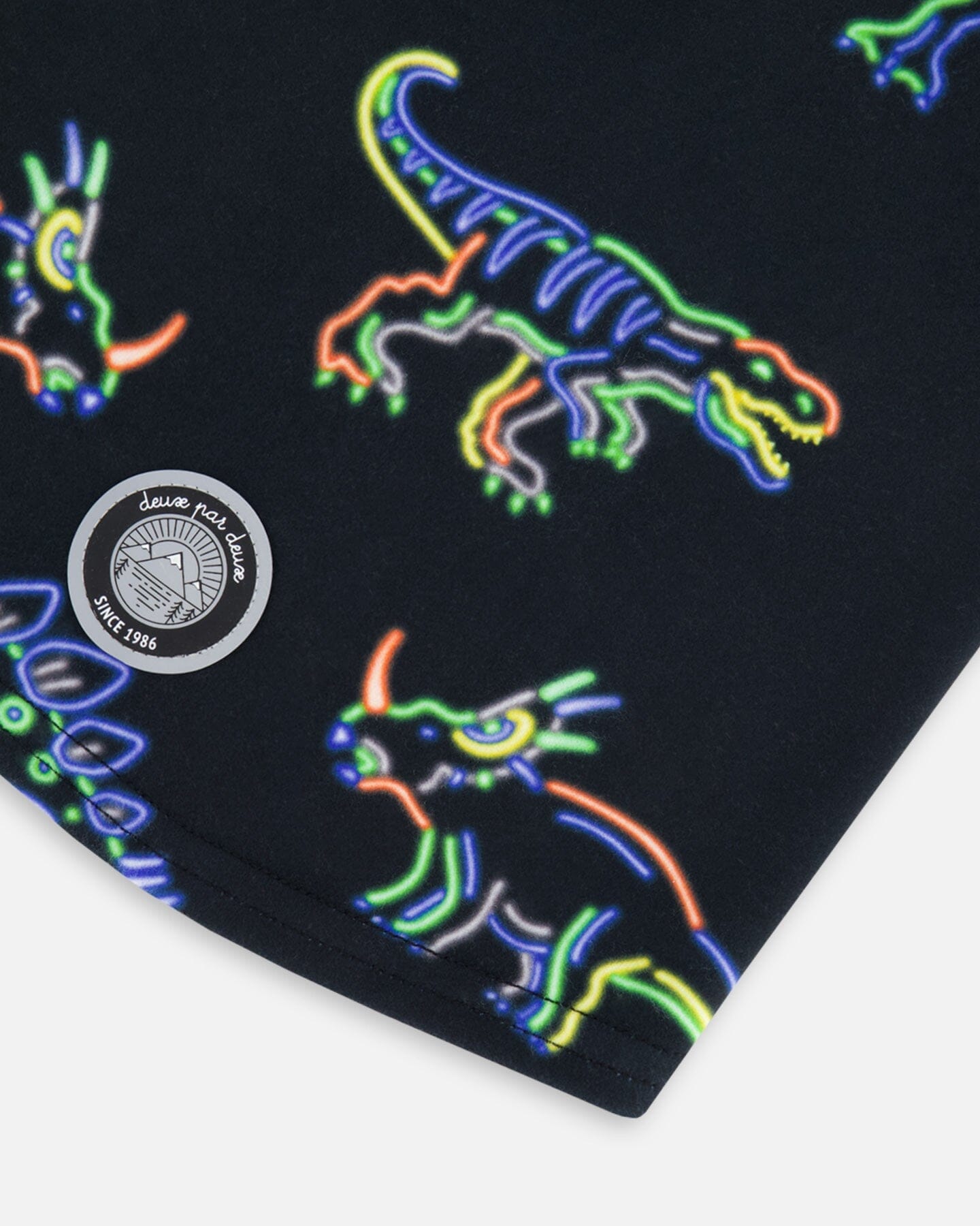 Jersey Balaclava Black Printed Neon Dino by Deux par Deux