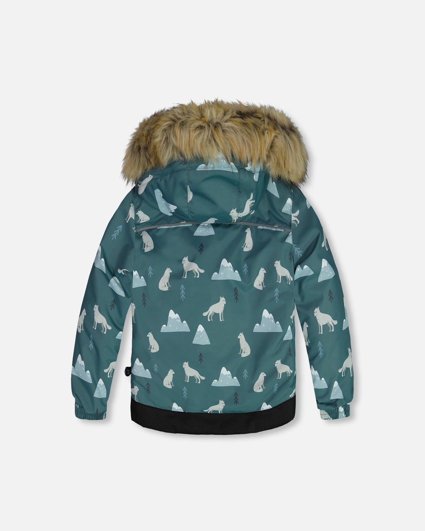 Two Piece Snowsuit Sage Printed Wolves And Black by Deux par Deux