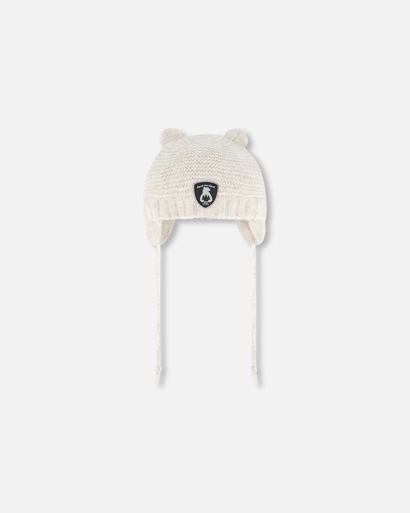 Knit Hat With Ears Off White by Deux par Deux