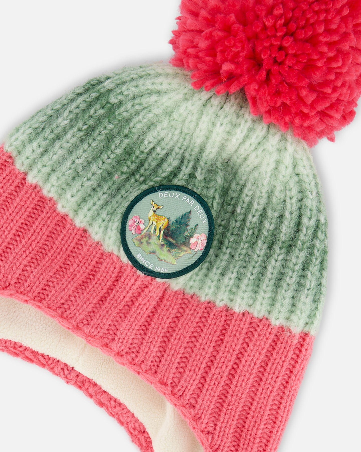 Peruvian Knit Hat Pink And Gradient Green by Deux par Deux