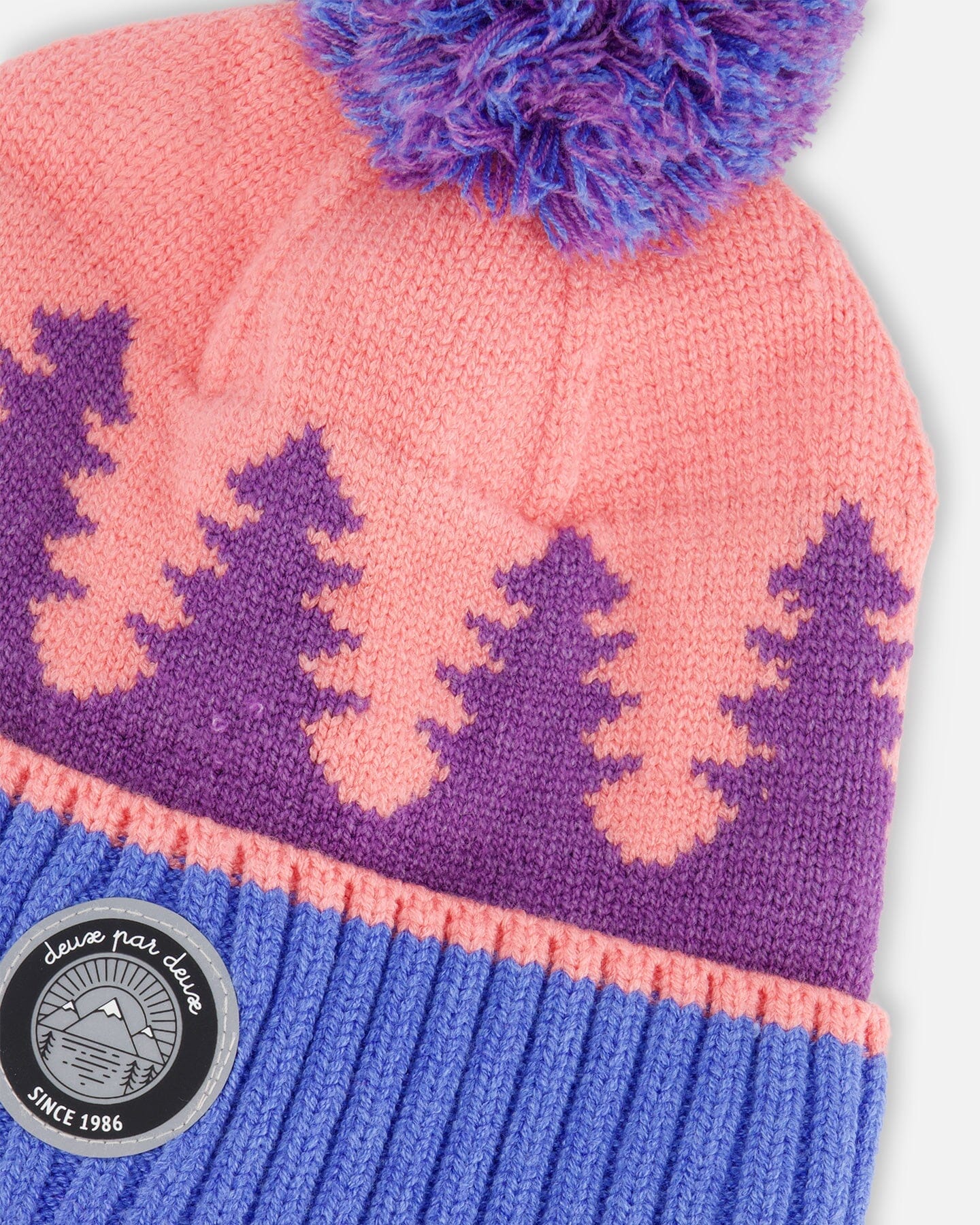 Knit Hat Mauve Pine And Blue by Deux par Deux