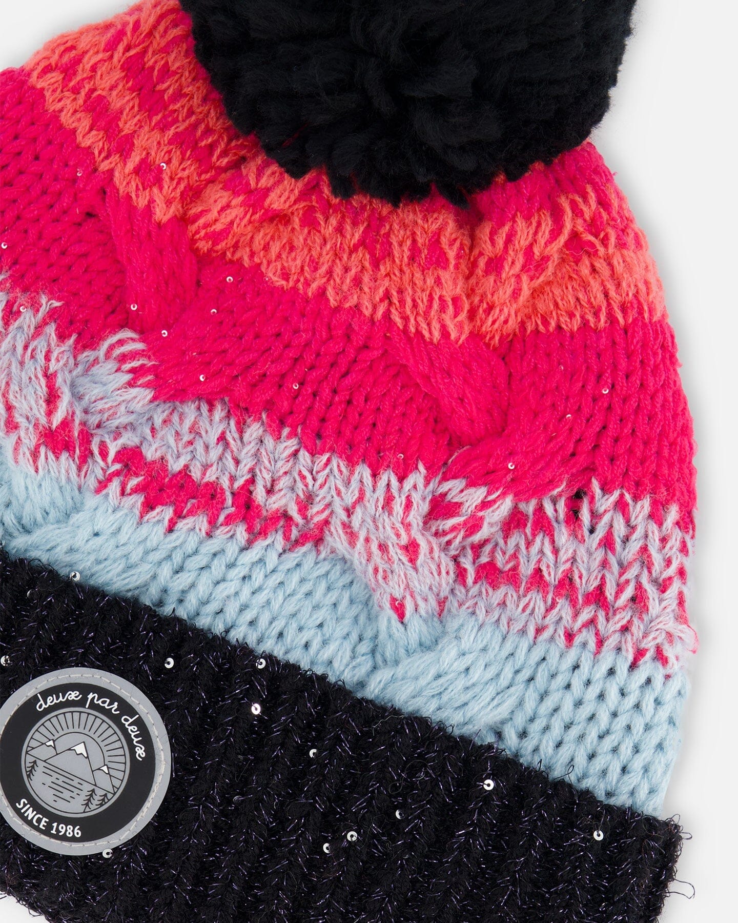 Knit Hat Gradient Blue, Coral And Fuschia by Deux par Deux