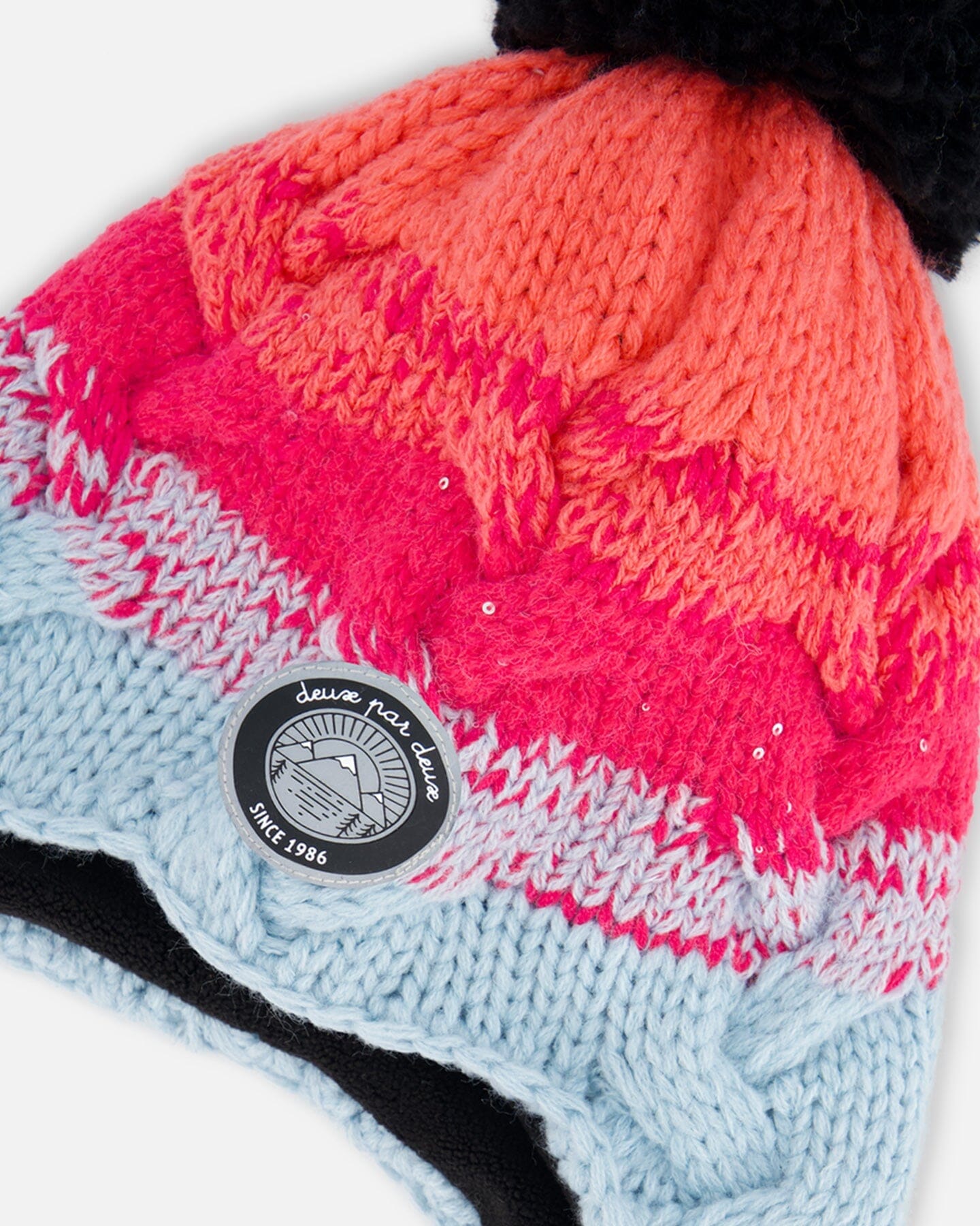 Peruvian Knit Hat Gradient Blue, Coral And Fuschia by Deux par Deux