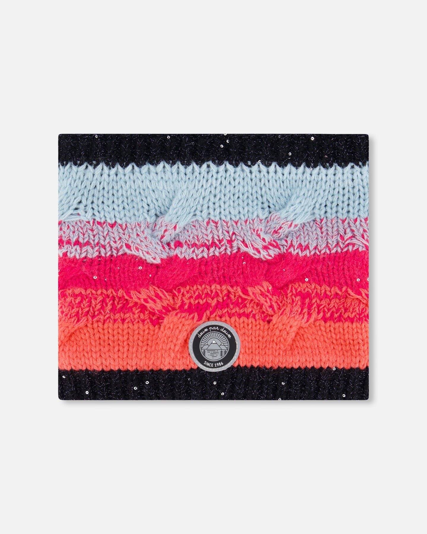 Knit Neckwarmer Gradient Blue, Coral And Fuschia by Deux par Deux