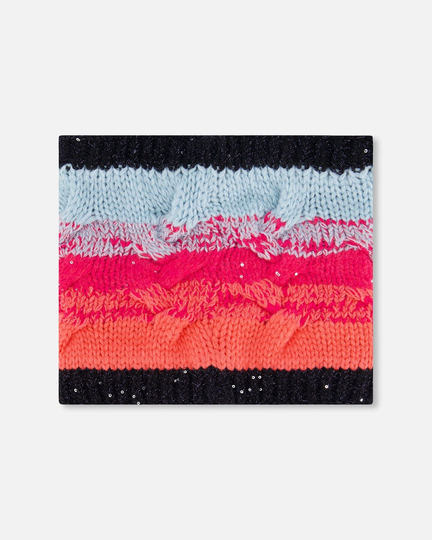 Knit Neckwarmer Gradient Blue, Coral And Fuschia by Deux par Deux