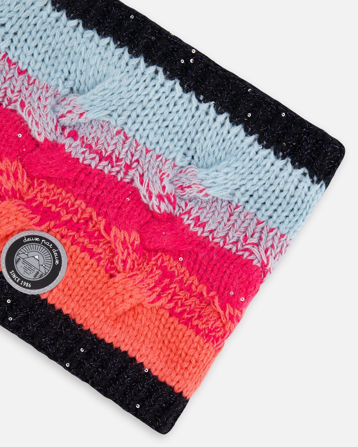 Knit Neckwarmer Gradient Blue, Coral And Fuschia by Deux par Deux